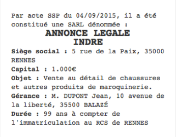 annonce legale indre